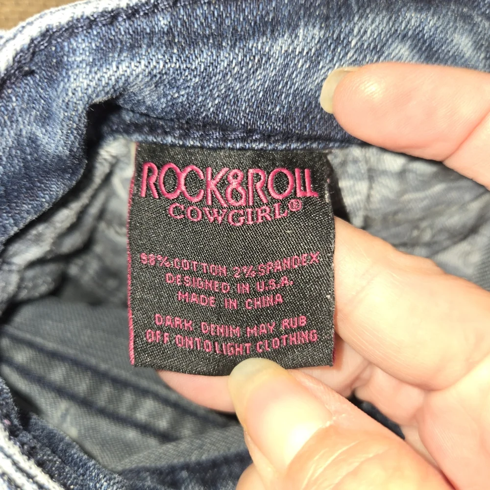 Women's Rock And Roll Cowgirl Classic Blue Women's Jeans Low Rise Size 29 x 30 - Picture 13 of 16